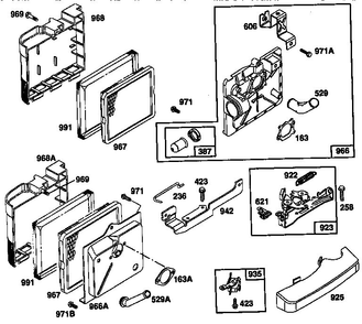 Base Air Cleaner Assembly And Cover Diagram and Parts List for 124700-124799 7055 Briggs and Stratton Engine